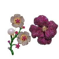 Broche en cristal autrichien de qualité Aaa à motif floral et thème botanique, pour la décoration de hijabs, foulards et robes, et broches animales en cristal, en gros