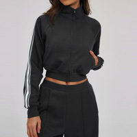 Vêtement de sport personnalisé pour femme, grande taille, léger, à manches longues, avec fermeture éclair intégrale et poches zippées, style yoga enveloppant la taille