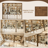Ensemble de présentoirs à bijoux en bois moderne, combinaison de vitrine murale pour bijoux, comptoir en verre trempé avec armoire de rangement
