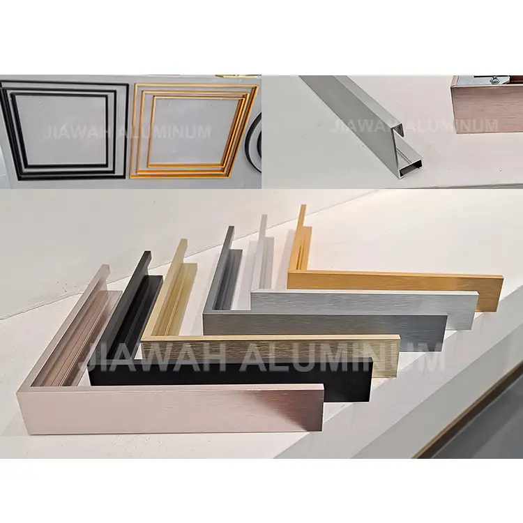 Color anodizing aluminium photo frame extrusion profile set manufacturer , photo frame brushed metal aluminium picture frames