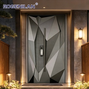 Portes d'entrée modernes en aluminium Rogenilan, sculptées en 3D, portes extérieures <span class=keywords><strong>de</strong></span> sécurité antivol, porte principale pour maisons - Product Image 3