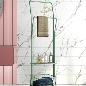Étagère de rangement de salle de bain Yuka avec étagères, porte-serviettes d'angle autoportant pour côté baignoire ou douche - Product Image 4
