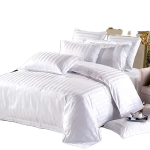 بولي القطن 40S * 40S 250TC 1 سنتيمتر الشريط الأبيض قماش للفنادق قماش ملاءات سرير في لفة