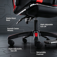 Chaise de jeu ergonomique inclinable avec repose-pieds rétractable, appui-tête en cuir PU, soutien lombaire 360° °   Chaise pivotante pour bureau à domicile