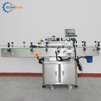 Machine d'étiquetage automatique électrique double face avec PLC et moteur pour bouteilles carrées, bocaux, emballages en acier inoxydable 304 et en bois