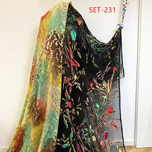 Il più nuovo Somalian Fransanwi Dirac Garbasa imposta il tessuto di seta Lurex di seta di velluto metallico migliore qualità - Product Image 1