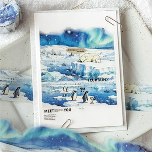 1 rouleau de ruban adhésif de la série Snow Country Sketches, ruban adhésif en forme de peinture à l'aquarelle, thème scène de neige d'hiver, pour bricolage, scrapbooking, décoration, collage - Product Image 4