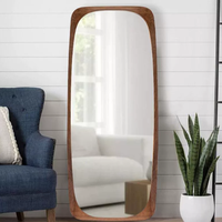 Miroir sur pied pleine longueur en bois de noyer, forme ovale, coins arrondis, miroir décoratif inclinable pour chambre et salon