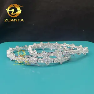 Best Selling 3mm 925 Sterling Silver Man Luxury Hip Hop Jewelry D Moissanite VVS1 Cluster Tennis Chain Bracelets