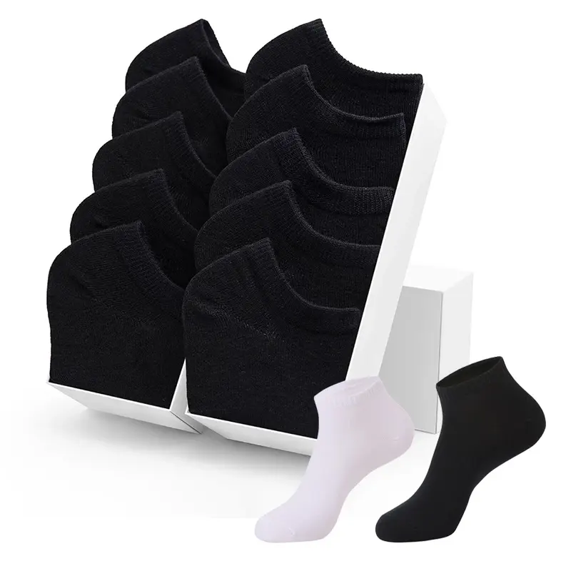 Bán Buôn Men Socks Kinh Doanh Thể Thao Thoáng Khí Màu Rắn Thuyền Sox Phụ Nữ Thoải Mái Bông Mắt Cá Chân Đen Unisex Socks