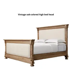 <span class=keywords><strong>Cama</strong></span> <span class=keywords><strong>Doble</strong></span> de Estilo Francés de Alta Gama, Fabricada en Roble Macizo de Estilo Retro Americano, de 1.8 m para Dormitorio Principal - Product Image 6