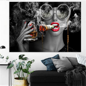 Dollars Wall Art Pictures Modern Black Smoking Girl Posters sur toile Impressions Peinture sur toile Quadro <span class=keywords><strong>D</strong></span>écoration Home Decor Art - Product Image 5