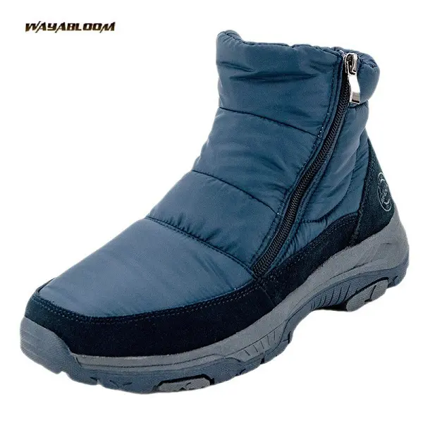 Wholesale Cashmere men's snow boots double zipper cold boots waterproof men's winter cotton shoes