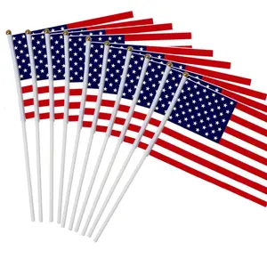 Goedkope factory direct custom polyester nationale vlag mini hand vlaggen voor activiteit en reclame
