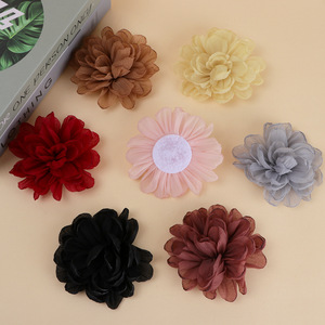Organza Flower Handmade DIY <b>Accessories</b> For Hair Hats <b>Wedding</b> Jewelry 6 Colors - Product Image 2