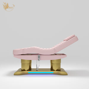 Cama de masaje de belleza eléctrica de 4 motores de doble columna rosa para tratamientos faciales y de pestañas - Product Image 6