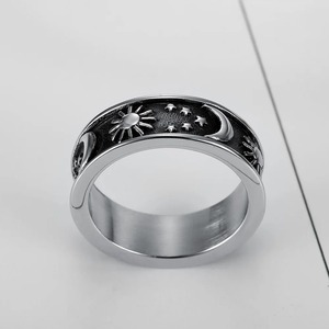 yunnique Star Moon Sun <b>Ring</b> <b>Titanium</b> Steel Unisex Bohemian Couple <b>Ring</b> Gift Fashion Jewelry - Product Image 3
