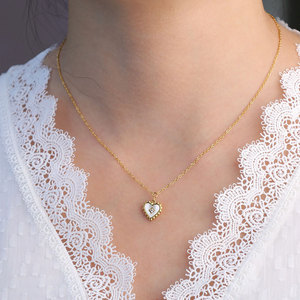 Collar de Joyería con Colgante de Corazón Chapado en Oro de 18k, de Acero Inoxidable 316L, Resistente al Agua y al Deslustre, Estilo Vintage, para Mujer - Product Image 4