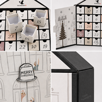 Boîte cadeau en carton robuste personnalisée de qualité supérieure avec 24 tiroirs, en forme de maison, pour sachets de thé, calendrier de l'avent de Noël