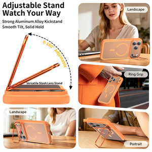 <span class=keywords><strong>Coque</strong></span> de protection magnétique mate effet seconde peau avec support et cadre d'objectif métallique premium pour <span class=keywords><strong>iPhone</strong></span> 18 17 Pro Max – Vente en gros - Product Image 2