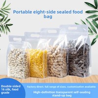 Sacs refermables transparents à huit soudures pour aliments, thé, nouilles ; Sacs en plastique épais et refermables, type transport, pour la conservation de la fraîcheur