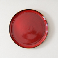 Ventes chaudes Vaisselle Assiette à apéritif Assiette plate en céramique émaillée au four rouge Assiettes à pâtes pour restaurant Banquet de mariage