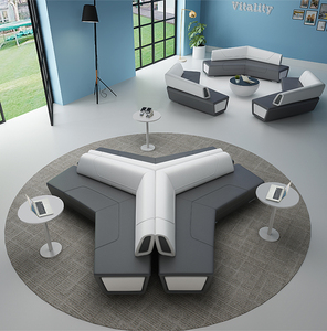 Muebles de vestíbulo de hotel Juego de sofás seccionales de tapicería de cuero sintético moderno para oficina Apartamento de área pública comercial Albergue - Product Image 2