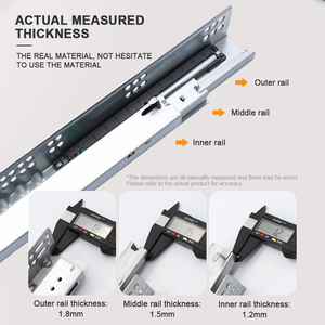 3 Section Full Extension Undermount Soft Close Concealed Buffered Hidden Cabinet <strong>Drawer</strong> Rails <strong>Slides</strong> Under Mount with Handle - Product Image 5