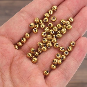 Diamond Cut Round <b>Beads</b> | 18K PVD Gold Plated Stainless Steel Faceted Loose Spacer <b>Beads</b> for DIY <b>Bracelet</b> Necklace <b>Making</b> - Product Image 3