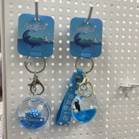 Porte-clés personnalisé en acrylique transparent avec figurine flottante et paillettes, pendentif mignon pour cadeaux et organisation des clés en forme ronde