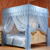 Nouvelle moustiquaire de lit à trois portes en dentelle chiffrée double gaze, anti-poussière, avec rideau de lit occultant pour l'été