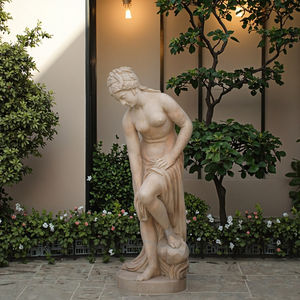 屋外用 ホワイト セクシー 女性 彫刻 天然石 彫刻 庭の装飾 手工芸品 大理石像 - Product Image 1