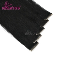 Extensiones de Cabello de Alta Calidad, 20 Piezas, Negras, Invisibles, de PU, Cabello Chino Liso, Sedoso, Suave, Remy, Duradero, Sin Enredos