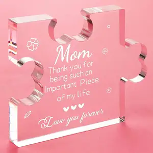 DIY Custom Acrylic Craft Block Puzzle Plaque Sign Presentes para Mom Dad Irmã Aniversário Thanksgiving