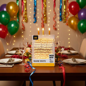 Luci a Cascata LED Bianco Caldo 400 LED Lunghezza 393,7 Pollici Illuminazione per Feste - Product Image 2