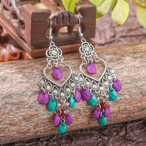 Pendientes Colgantes Bohemios para Mujer, de Aleación, Plateados en Plata Antigua, con Forma de Flor, Joyería para Fiesta, Accesorio de Moda - Product Image 2