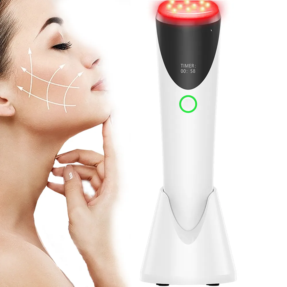 Gesicht Hautpflege Massage fest Straffen Haut falten Glatte Photonen Toning Heizung Rotlicht therapie Infrarot Anti-Aging-Maschine
