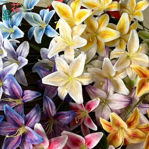 Lys en soie artificiels, fleurs rondes pour décoration murale de mariage, fabriqués en Chine, en plastique gaufré façon os - Product Image 5