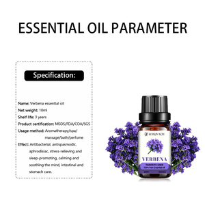 Aceite Esencial de Verbena 100% Puro Prensado en Frío, Natural y Crudo para el Cuidado de la Piel, Cabello y Cuerpo, Fabricación de Velas y Jabones, Difusor y Masajes - Product Image 3