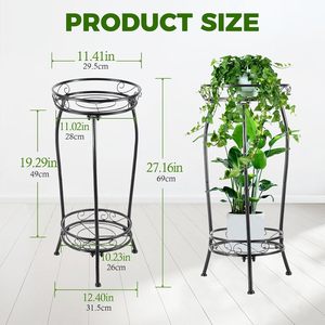 Soporte <span class=keywords><strong>para</strong></span> Plantas de Interior y Exterior de 2 Niveles, 27 Pulgadas de Alto, Soporte Metálico <span class=keywords><strong>para</strong></span> <span class=keywords><strong>Macetas</strong></span>, Estante <span class=keywords><strong>para</strong></span> <span class=keywords><strong>Macetas</strong></span>, Estante <span class=keywords><strong>para</strong></span> Plantas Resistente - Product Image 1