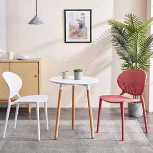 <span class=keywords><strong>Chaise</strong></span> de salle à manger moderne minimaliste en plastique, dossier perforé rond, légère et imperméable, pour la maison et les espaces commerciaux - Product Image 2