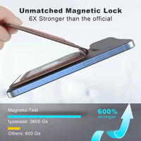 Tas kartu magnetik kulit PU lipat ganda, dompet ponsel magnetik kuat, kulit PU sederhana, tongkat belakang baru