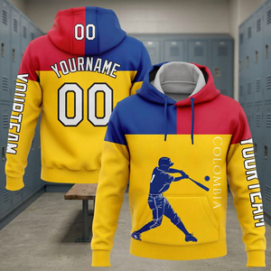 Customized <b>Men's</b> Hoodie Team Name Sublimation Transfer Printed Quick Dry Sporty Casual Pullover <b>Sweatshirt</b> Yellow Blue <b>Red</b> - Product Image 1