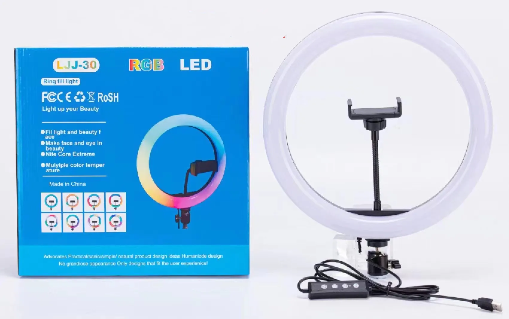 MJ30 12inch RGB LED Soft Ring Light, RGB Flash Ring Light for Camera Smartphone Video Shooting