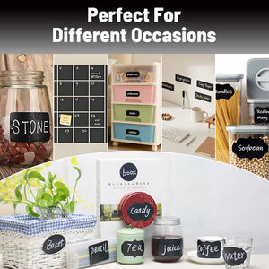 Vinyl Blackboard Labels for Kitchen Jars, <strong>Writable</strong> and Reusable Chalkboard <strong>Stickers</strong> - Product Image 2