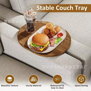 Wooden <b>Sofa</b> <b>Tray</b> Solid Wood Round Table For Snack Beverage Center Position Qx1122 - Product Image 5