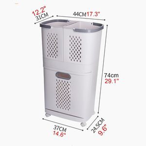 Creative PP Plastic Eco-Friendly Over 35L Capacity Modern Design Rolling Bathroom Storage Basket for <b>Laundry</b> and Household Use - Product Image 1