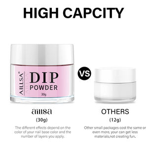 Aillsa 30g/Boîte Poudre à tremper Kit pour ongles Série Rose Bubble Gum Pêche pâle Saumon clair Poudre à tremper de couleur rose nude - Product Image 2