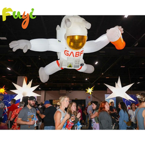 Personnage de dessin animé astronaute gonflable avec ballon lune pour événements festifs, comprenant un souffleur LED - Product Image 5