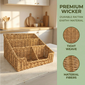 Handmade Wicker Display Holder Mail Organizer Countertop Wicker Mail Holder for Desk and Home Boho Rack Storage - Product Image 5